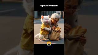 sad cat old woman story 😭 Ai Cat stories  cat sadcat cartoon shots [upl. by Yelrebmyk]