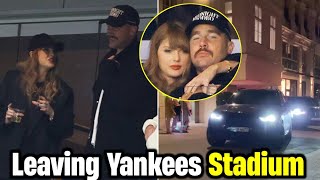 Taylor Swift Hugs Travis Kelce while leaving Yankees Stadium after the Guardians vs Yankees Game [upl. by Helli]