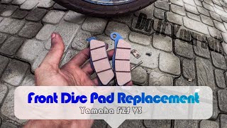 Brake Pad Renewal  DIY Front Disc Pad Replacement Guide  Yamaha FZS V3 [upl. by Neram]