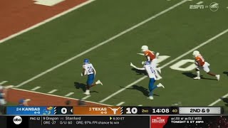 Kansas fumbles but still scores TD on wild play vs Texas [upl. by Atinyl]