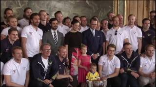 Crown Princess Family and Prince Carl Philip receive Swedish National Ice Hockey Team [upl. by Noisla]