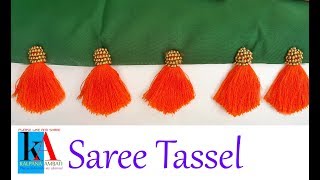 saree kuchu making  saree tassels making using gold balls  DIY latest kuchu designs [upl. by Ainej]