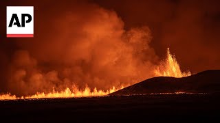 Iceland volcano erupts on the Reykjanes Peninsula [upl. by Aztiray]