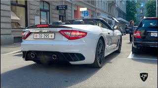 Maserati GranCabrio MC Stradales amp GranTurismos in Zurich GREAT Exhaust SOUNDS [upl. by Ayocal846]