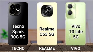 Tecno Spark 30C 5G Vs Realme C63 5G Vs Vivo T3 Lite 5G  Full Comparison  Technical Genie [upl. by Ys]