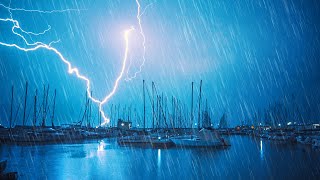 Thunder amp Lightning Heavy Rain Walk Narrow Streets Ambience in Catalonia Spain [upl. by Stark]