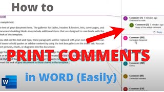 TUTORIAL How to PRINT COMMENTS in a WORD Document Easily [upl. by Calvo]