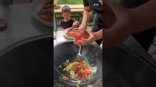 Daily life with the triplets This fried watermelon and cowpea is really delicious It is simply [upl. by Urbano205]