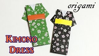 Easy origami craft  How to make a paper Kimono dress  tutorial for beginners [upl. by Veradis77]