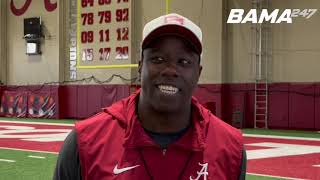 Alabama WR coach JaMarcus Shephard discusses Kendrick Laws violent blocking skills [upl. by Nahshu]