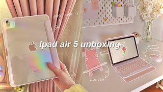 ipad air 5 pink unboxing 🌷  apple pencil 2  accessories amp setup [upl. by Launame719]