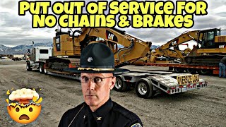 Heavy Hauler Put Out Of Service For Not Chaining 50000 Pound Excavator amp Damaged Brakes [upl. by Laehcor]