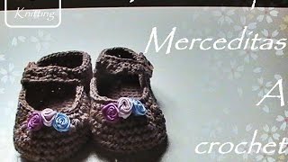 Patucos tipo merceditas de bebe a crochet [upl. by Rednas]