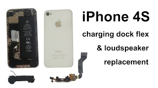 iPhone 4S  Charging Port Dock Connector and Mic Ribbon amp Loudspeaker and Cellular Antenna replacing [upl. by Anawk]