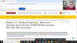 GERO 200 F2024 Module 11 Retirement Planning Video 2024 11 03 1 [upl. by Yuria]