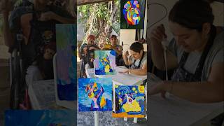 Pintamos en acrílicos sobre lienzo en familia 👩‍👦‍👦🎨🖌 arte acrilico art [upl. by Adnohser]