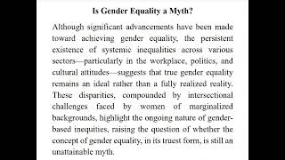 Thesis Statement of Essay quotIs Gender Equality a Mythquot thesisstatement essay genderequality [upl. by Aihsenet]