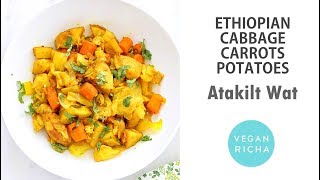 Atakilt Wat  Ethiopian Cabbage Potato Carrots 1 Pot  Vegan Richa Recipes [upl. by Blockus642]