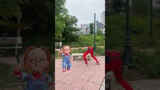 Deadpool ran to find his feet and kicked Chucky away spideylife [upl. by Atteram499]