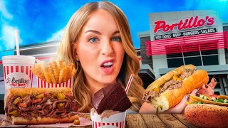 Irish Girl Tries Portillos for the First Time Chili Dog Italian Beef amp Cake Shake Review Chicago [upl. by Milurd]