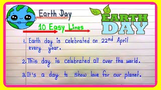 10 Lines on Earth Day in english  Essay On Earth Day i  Earth essay in english 10 lines [upl. by Asen]