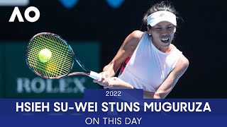 On This Day Hsieh SuWei Produces Seismic Shock in Knocking Out Muguruza [upl. by Borchert737]