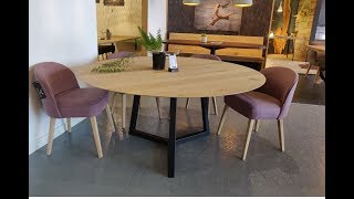 Ronde eettafel met schuine rand  Leven in Stijl Meubelmakerij [upl. by Quill]