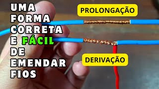 passo a passo de como EMENDAR FIOS ELETRICOS CORRETAMENTE  prolongamento e derivação [upl. by Kire]