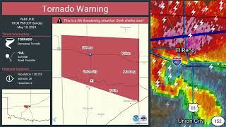 19th May 2024  EF2 and EF0 Tornadoes  Yukon El Reno Oklahoma  NOAA Weather Radio [upl. by Akeme646]