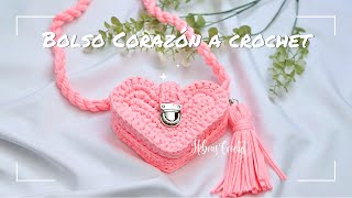 Bolso Corazon Tejido a Crochet💝Heart Bag  Tutorial paso a paso Hebras Crochet [upl. by Ailana]