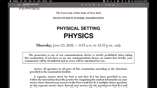 June 2022 Physics Regents Part B2 [upl. by Nikkie]