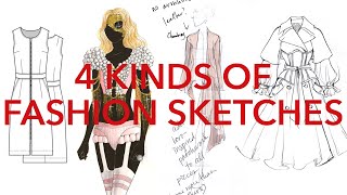 4 Kinds of Fashion Design Sketching [upl. by Ulland]