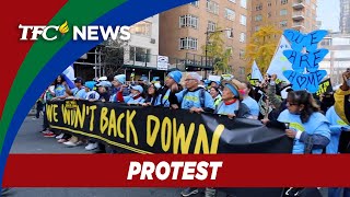 FilAm activists protest Trumps plan to deport millions of immigrants  TFC News New York USA [upl. by Bloomer]