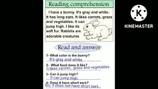 Comprehension Passage with question and Answers Class 3 amp 4 [upl. by Graniah467]