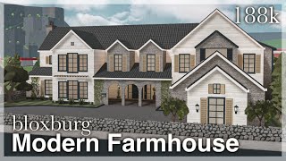 BLOXBURG  Modern Farmhouse Mansion Speedbuild exterior [upl. by Zuzana]