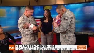 Surprise military reunion live on Morning Express [upl. by Ynohtn]