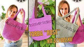 Torba na szydełku duża torebka shopper quotRosequot Crochet tote bag pattern [upl. by Fia]