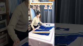 How to stylish fold a set of student uniforms shorts clothfolding fashionstyle styletips [upl. by Salguod]