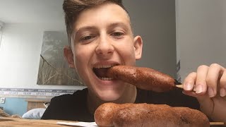 ASMR Eating Corndogseating sounds Lovely asmr S [upl. by Neile680]