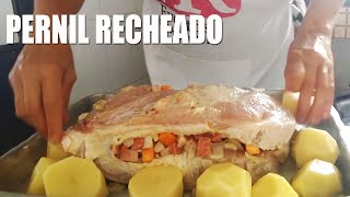 Como fazer pernil assado no forno delicioso e recheado [upl. by Anitsirhk]