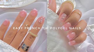 FRENCH TIP POLYGEL NAILS FOR BEGINNERS  QUICK amp EASY NAIL TUTORIALS  GEL EXTENSION [upl. by Acissaj]