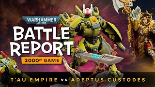 Aggro Tau Adeptus Custodes vs Tau Empire Warhammer 40k 10th Edition 2000 point Battle Report [upl. by Etyam]