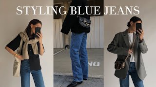 10 WAYS TO STYLE BLUE JEANS  SpringSummer and AutumnWinter Outfit Inspiration [upl. by Frodeen]