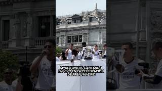 Myke Towers cantando en la celebración del campeonato del Real Madrid [upl. by Rocher]