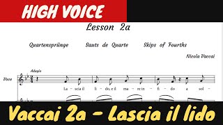 Vaccai  Lascia il Lido  lesson 2a  piano accompaniment  high voice slow and fast tempo [upl. by Aierb]