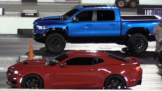 Dodge Ram vs Hellcat Camaro and Jeep [upl. by Issor374]