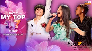 JUNIOR EUROVISION 2024  FIRST REHEARSALS  MY TOP 17 DAY 2 [upl. by Hcardahs]