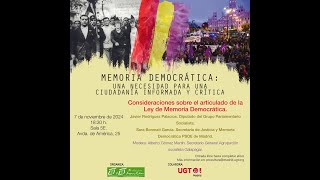 Consideraciones sobre el articulado de la Ley de Memoria Democrática [upl. by Lasyrc610]