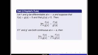 Screencast 281 Quick review  LHopitals Rule [upl. by Nelav70]