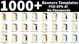 1000 Multipurpose Banners Templates Download In PSD EPS AI Files English Photoshop Tutorial [upl. by Dubois]